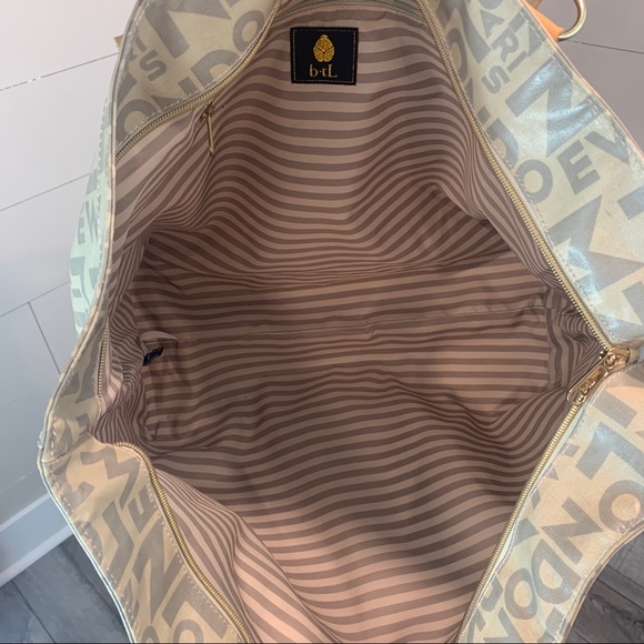 b-tL Extra Large Coated Canvas Tote Bag w/ Leather Straps - Picture 3 of 15